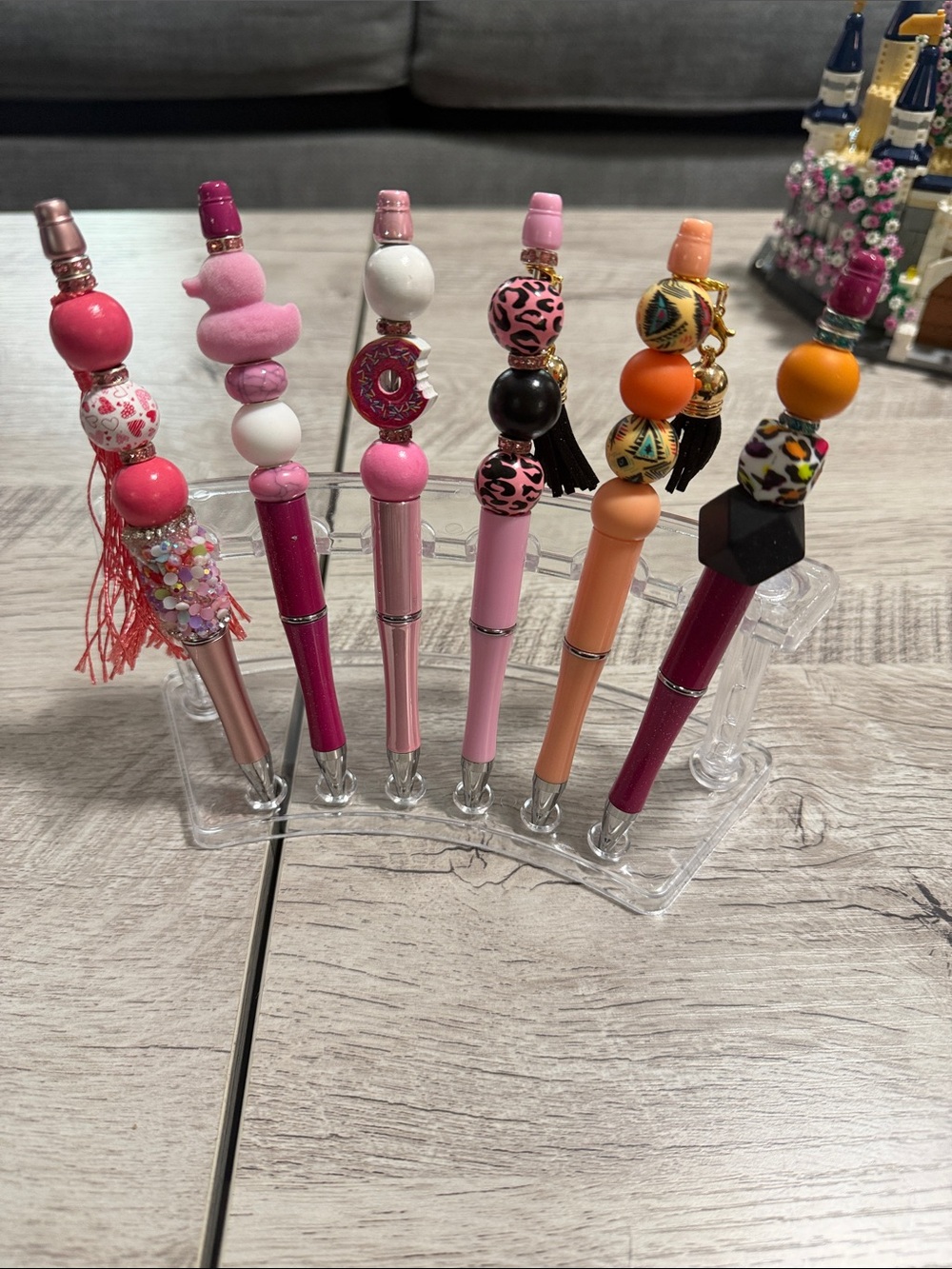 Beaded Decorative Pen - Pink & Orange Assortment black ink